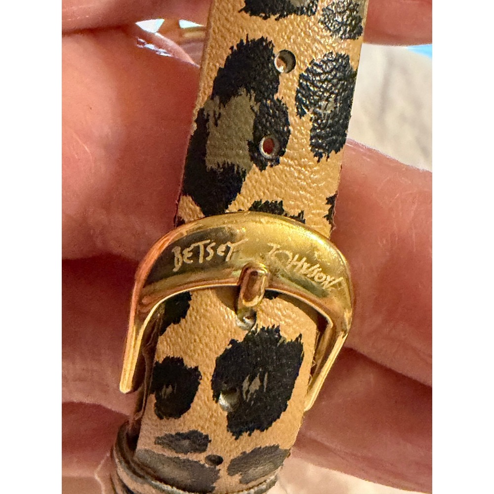Betsey Johnson Watch Leopard Print Leather Band Crystal Accents - Picture 6 of 6